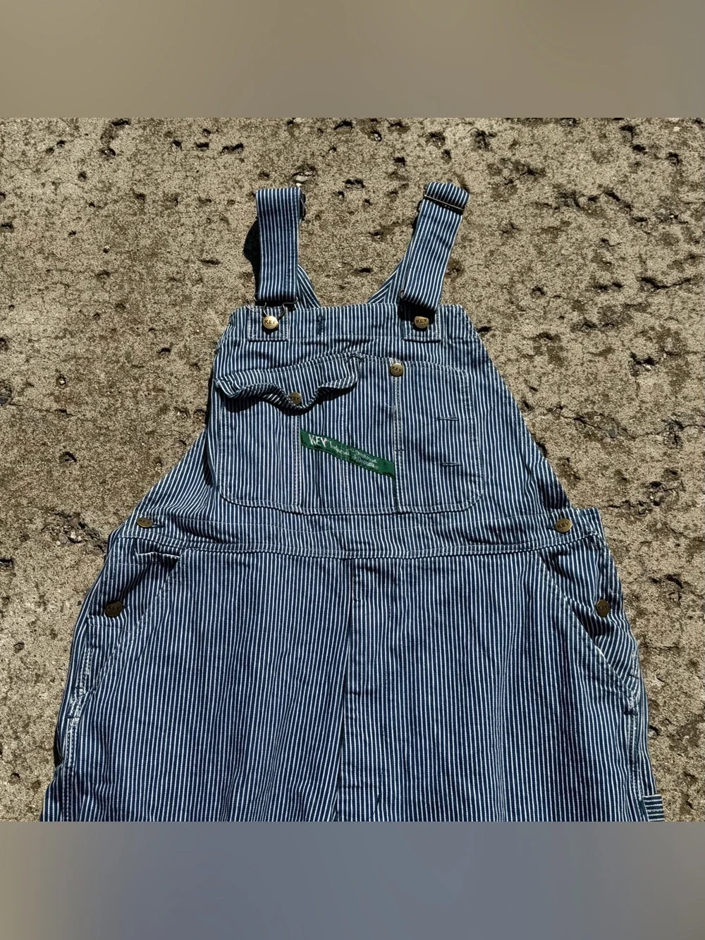 KEY Imperial Blue White Hickory Stripe Bib Overalls Men’s 42x28 100% Cotton